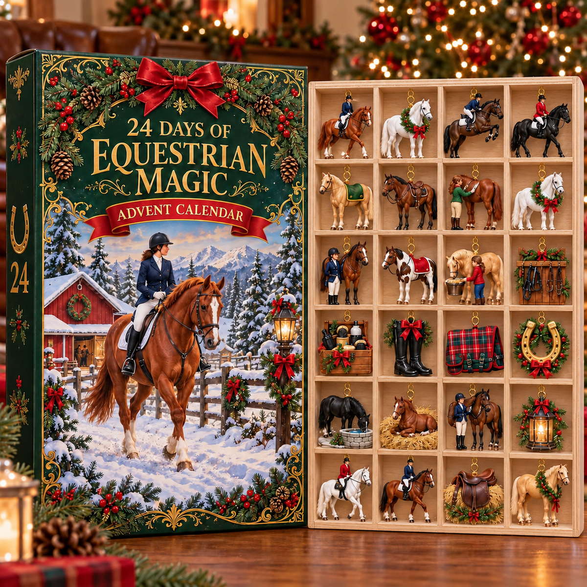 2026 Horse Advent Calendar, 24 Equestrian Christmas Ornaments, Holiday Countdown Gift for Girls and Women