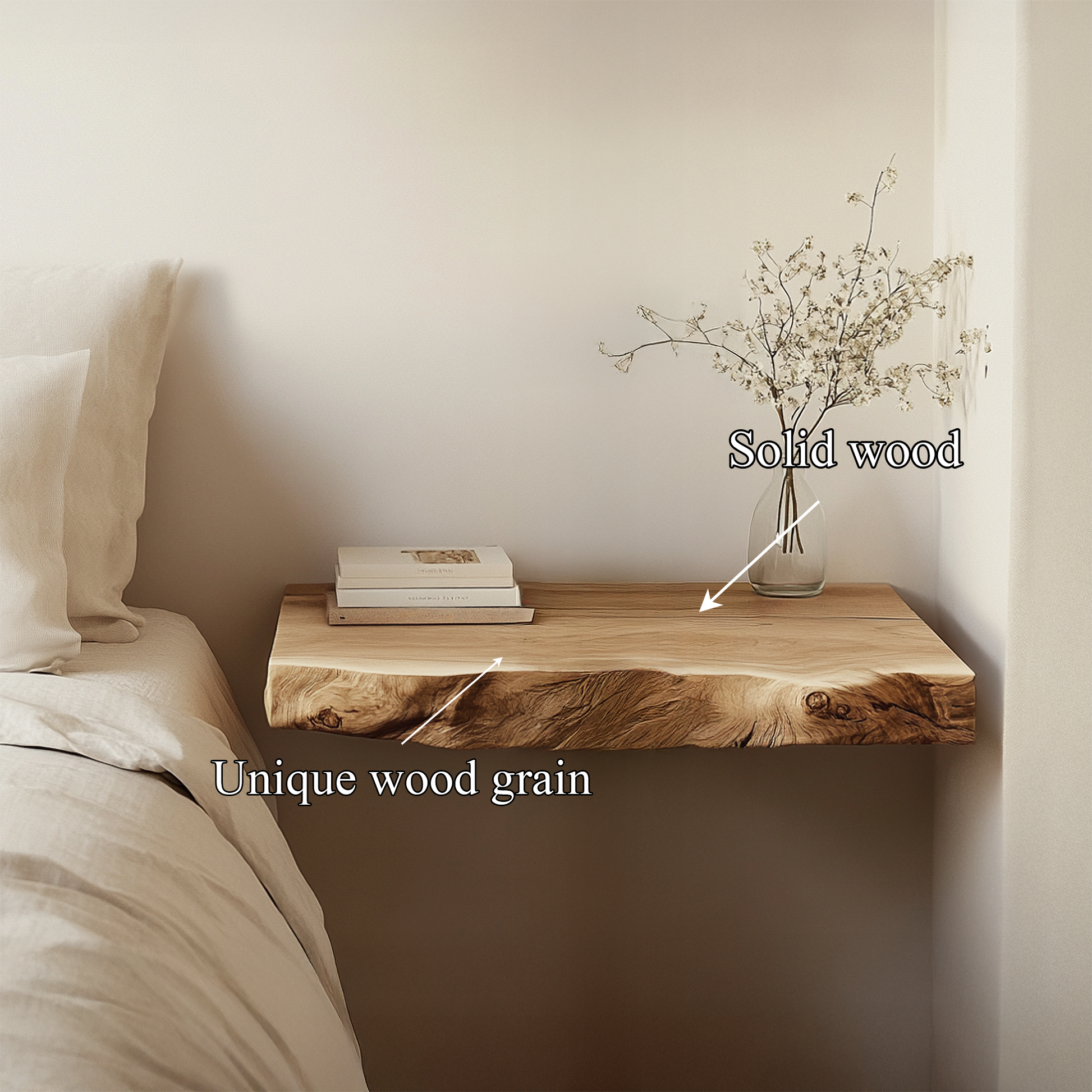 Rustic Floating Nightstand For Bedroom And Small Space SINLSAFL461