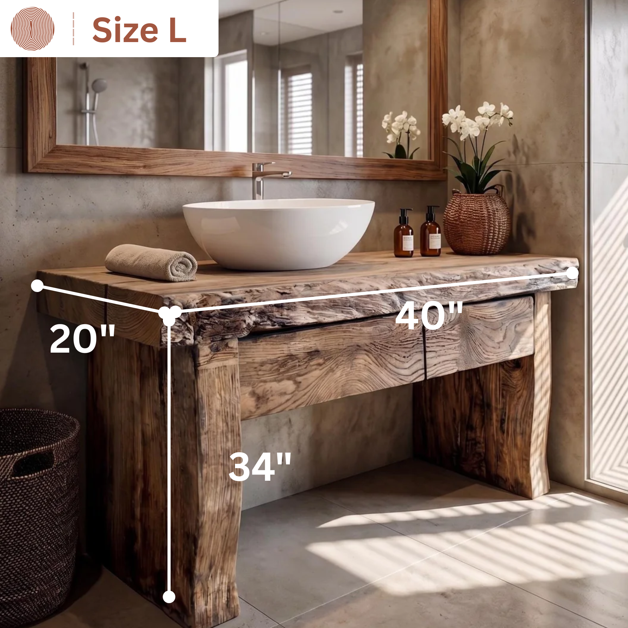 Woodera Rustic Farmhouse Style Bathroom Vanity - WBV0001