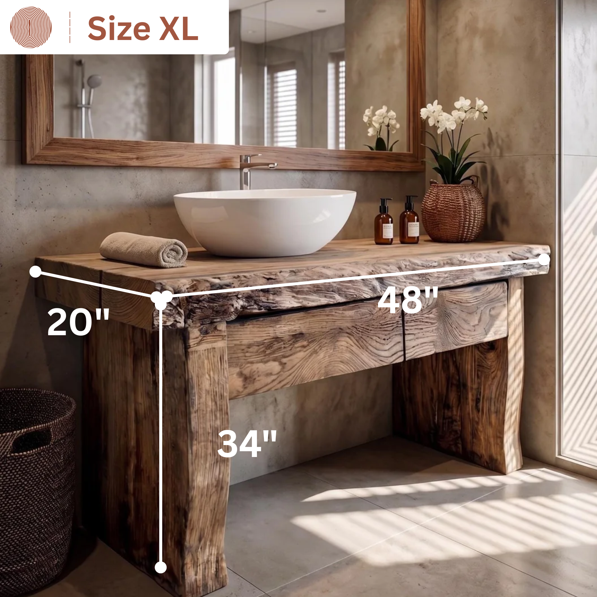 Woodera Rustic Farmhouse Style Bathroom Vanity - WBV0001