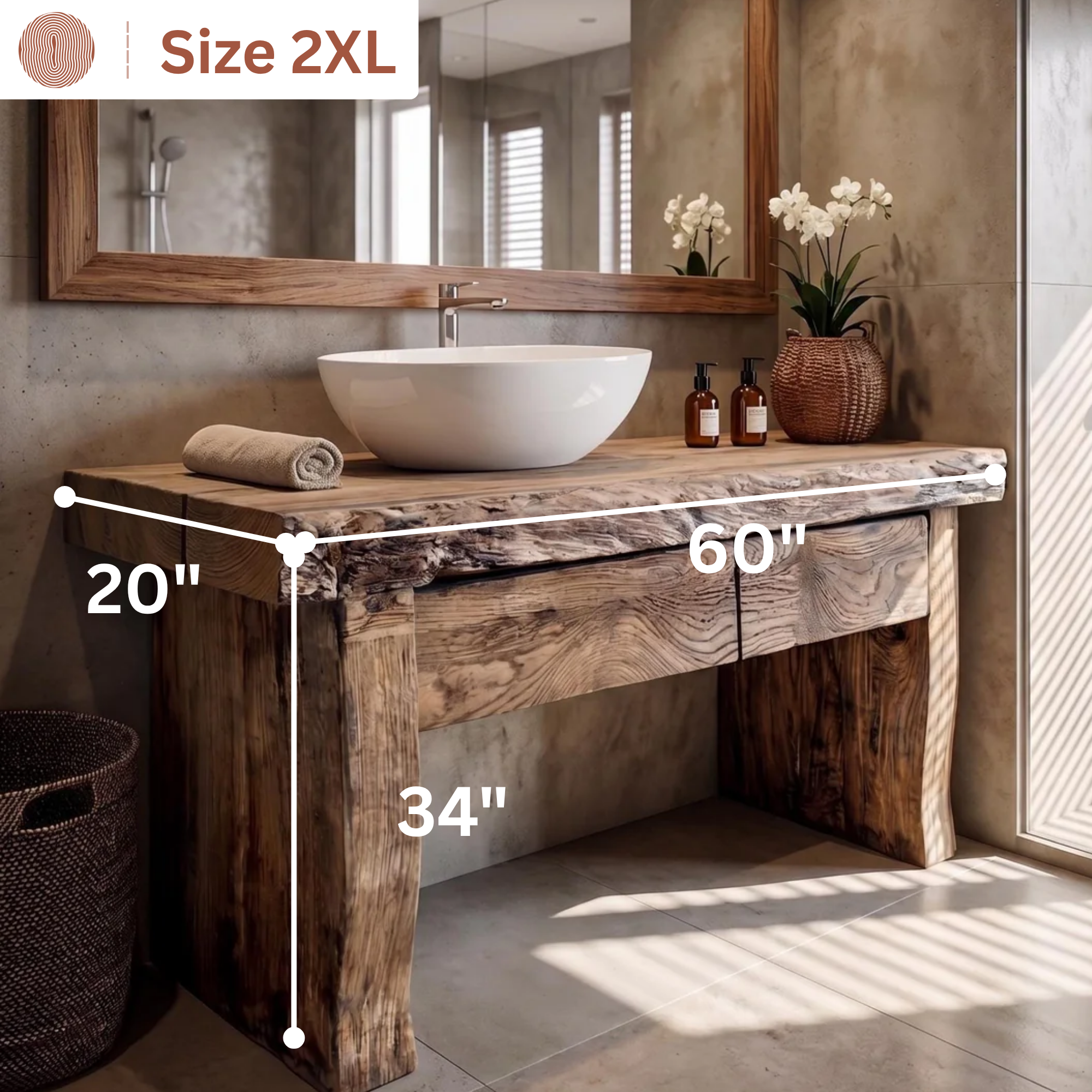 Woodera Rustic Farmhouse Style Bathroom Vanity - WBV0001
