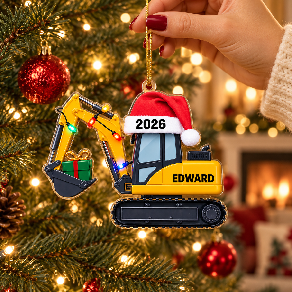 Personalized Excavator Christmas Ornament 2026, Construction Truck Holiday Decor, Ornament Christmas Gift, Christmas Gift