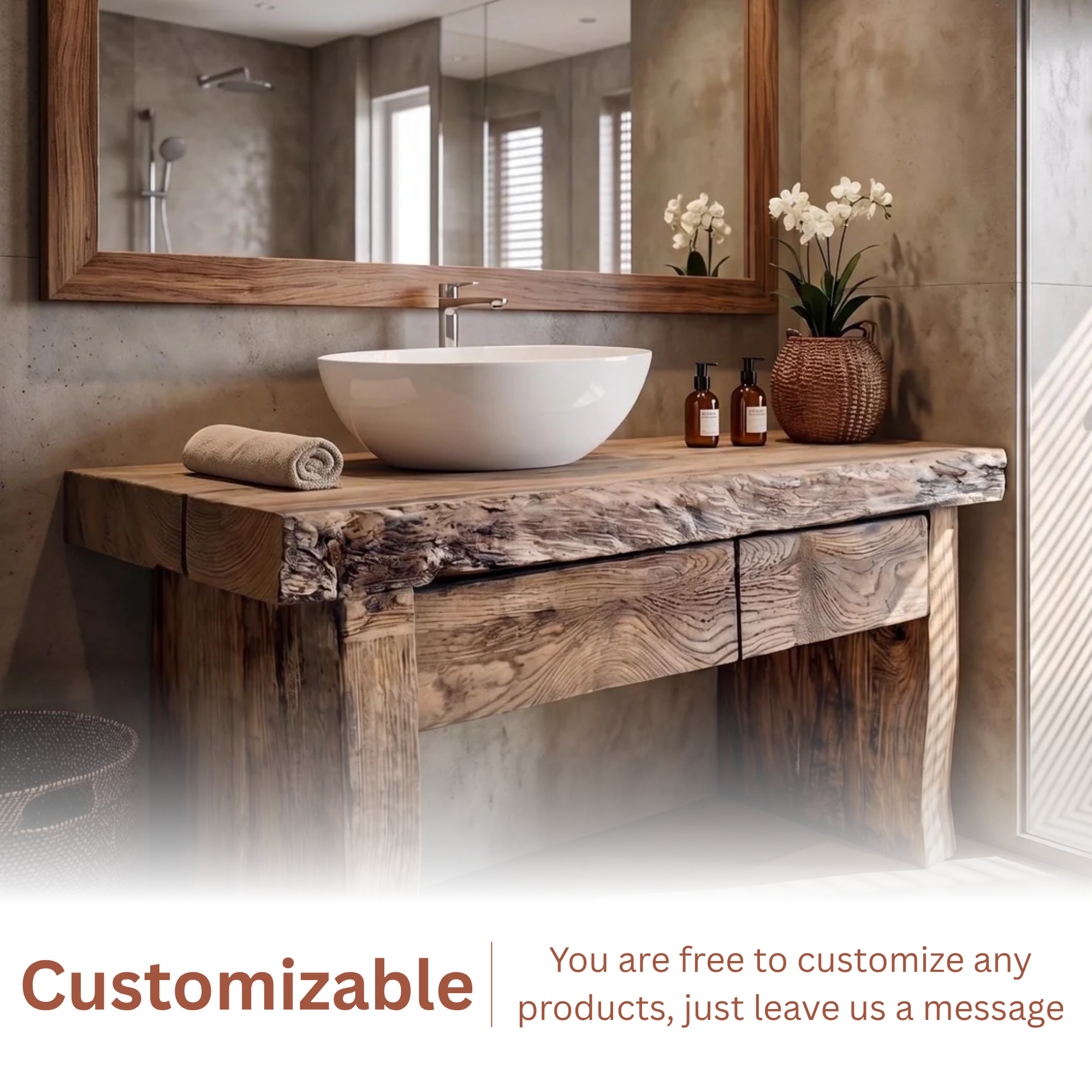 Woodera Rustic Farmhouse Style Bathroom Vanity - WBV0001