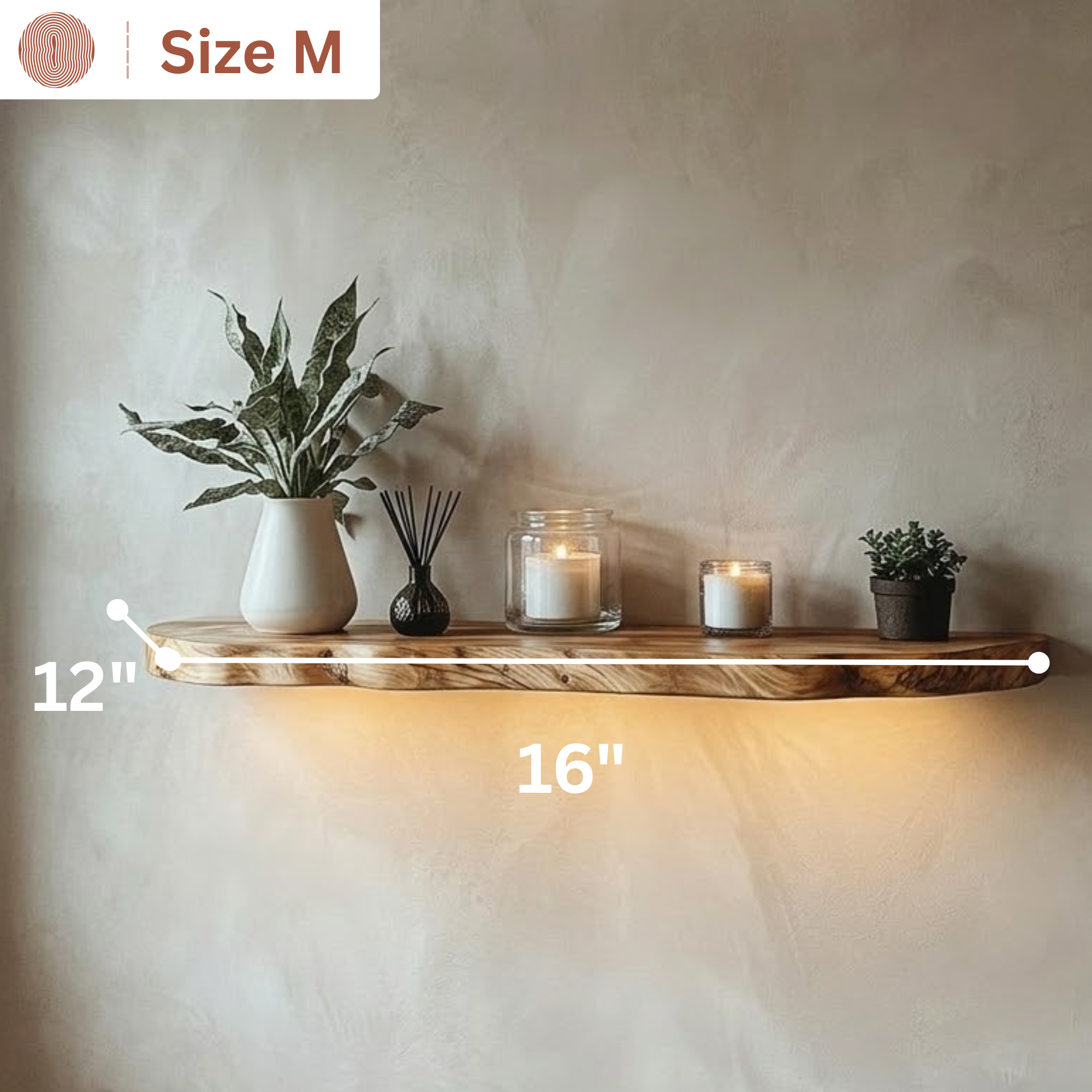 Woodera Handcrafted Live Edge Wood Floating Shelf - WFS0001