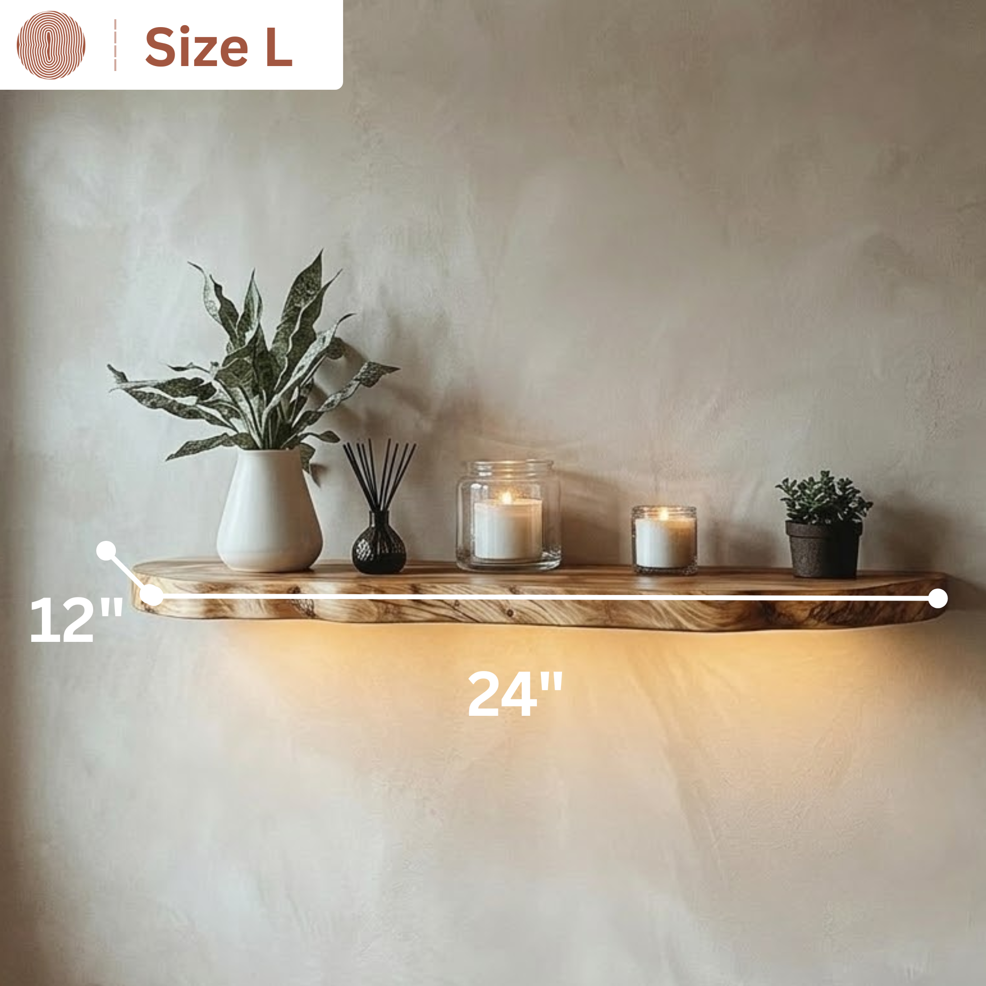 Woodera Handcrafted Live Edge Wood Floating Shelf - WFS0001