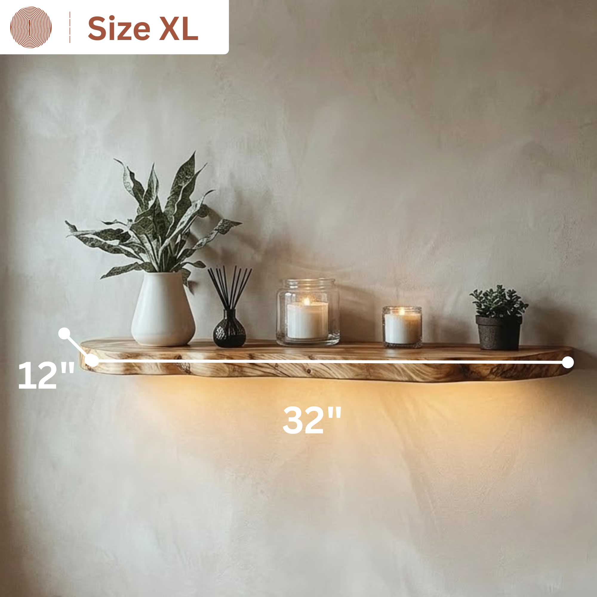 Woodera Handcrafted Live Edge Wood Floating Shelf - WFS0001