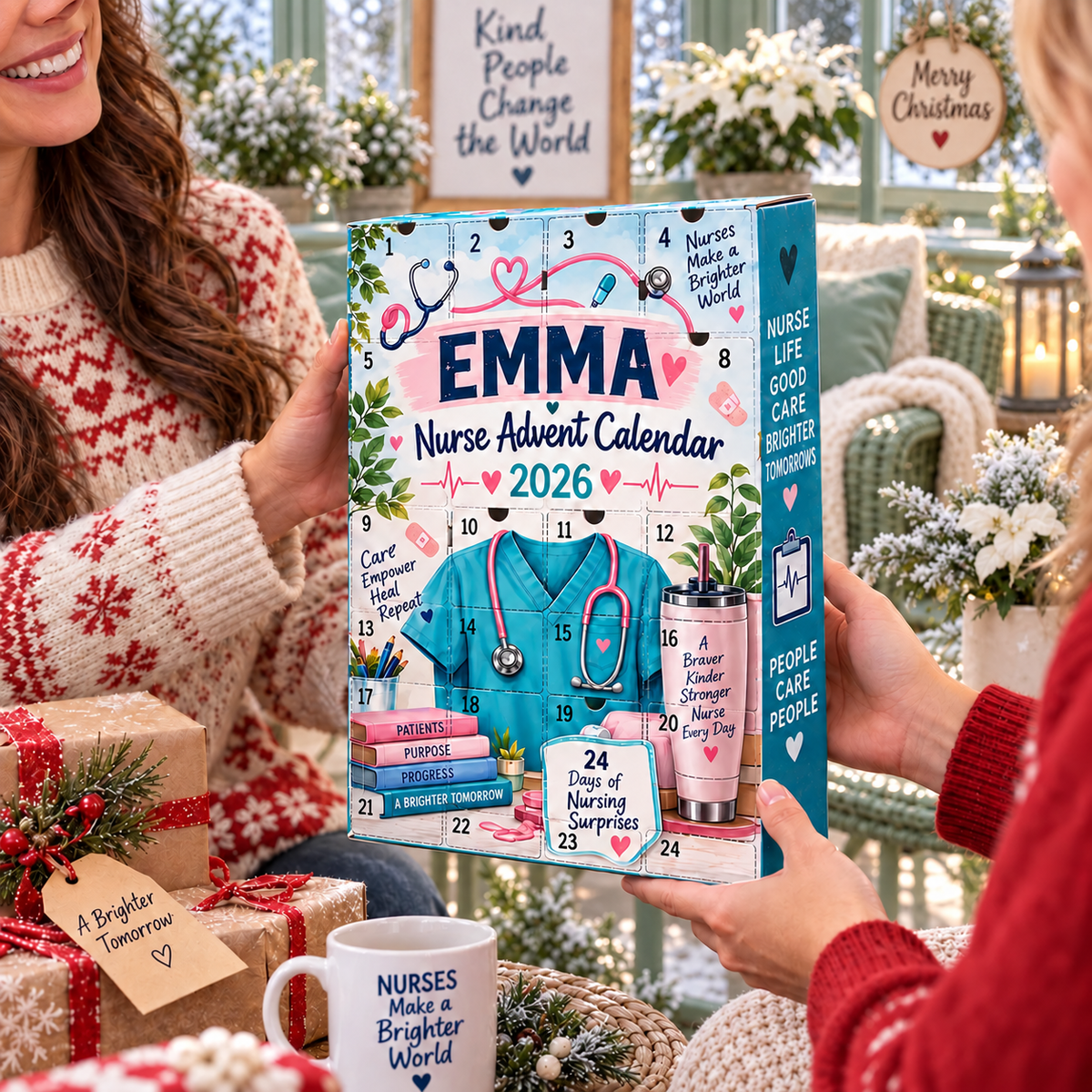 2026 Nurse Advent Calendar with Custom Name, 24-Day Countdown