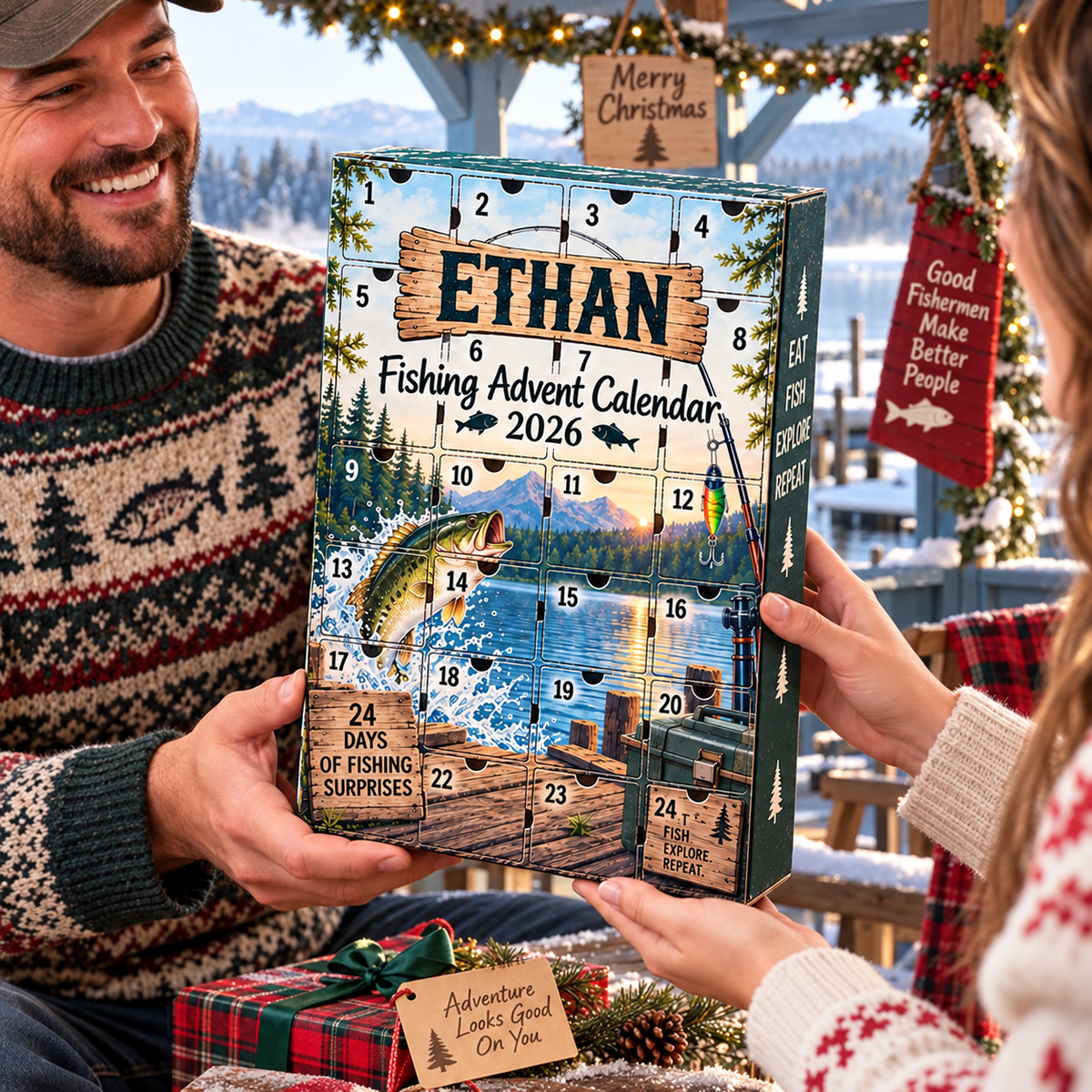 2026 Fishing Advent Calendar with Custom Name, 24-Day Countdown