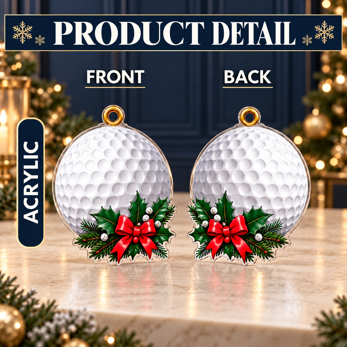 2026 Golf Christmas Advent Calendar With 24 Flat Acrylic Ornaments