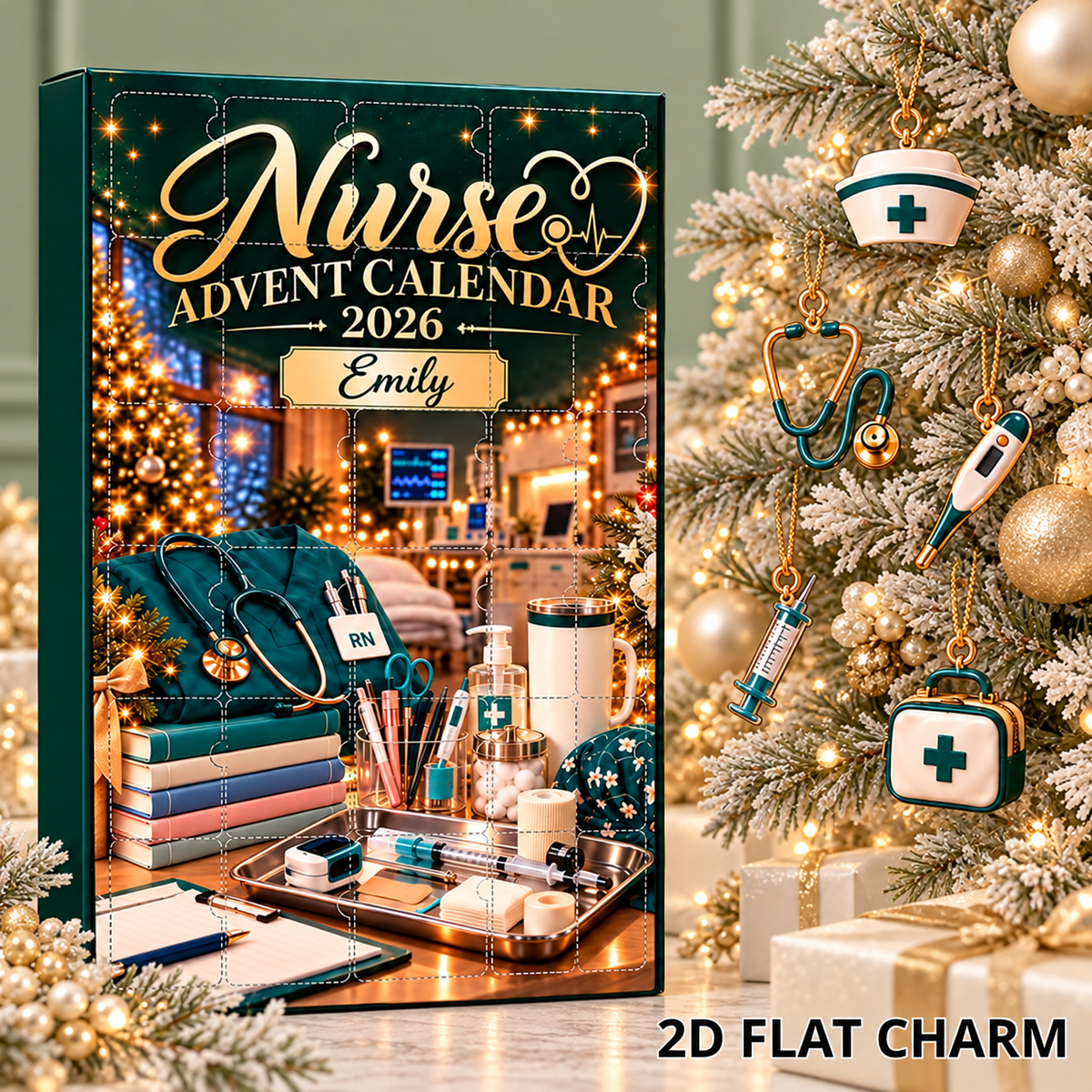 Personalized Nurse Advent Calendar 2026, Christmas Ornament, Custom Name Gift, Holiday Keepsake