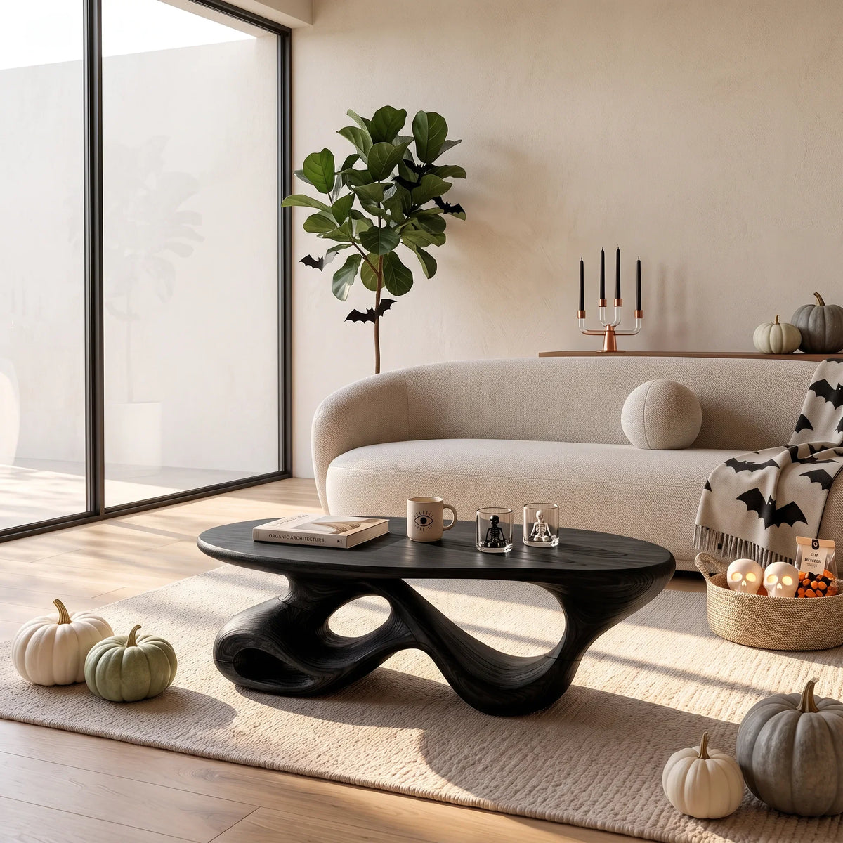 Mid Century Halloween Flowing Table For Cozy Cabin