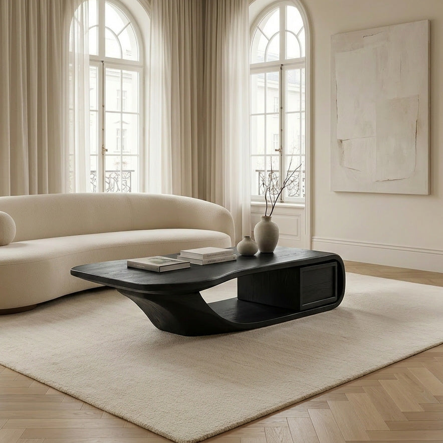 Modern Sculptural Coffee Table With Curved Design For Home Office