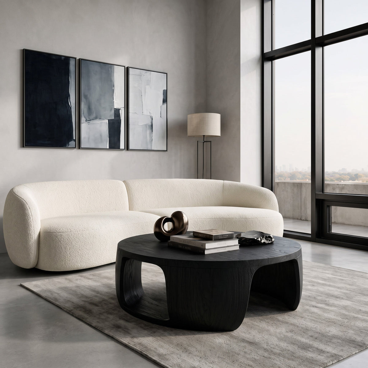 Minimal Wood Round Coffee Table With Sculptural Form For Home