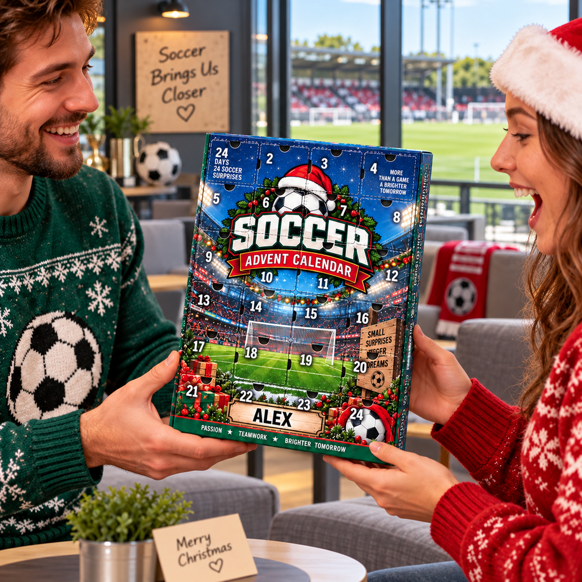 2026 Soccer Advent Calendar with Custom Name, 24-Day Countdown