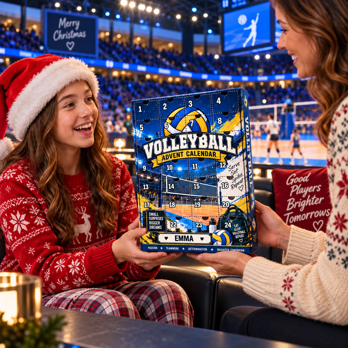 Personalized Volleyball Advent Calendar 2026 with 24 Tokens