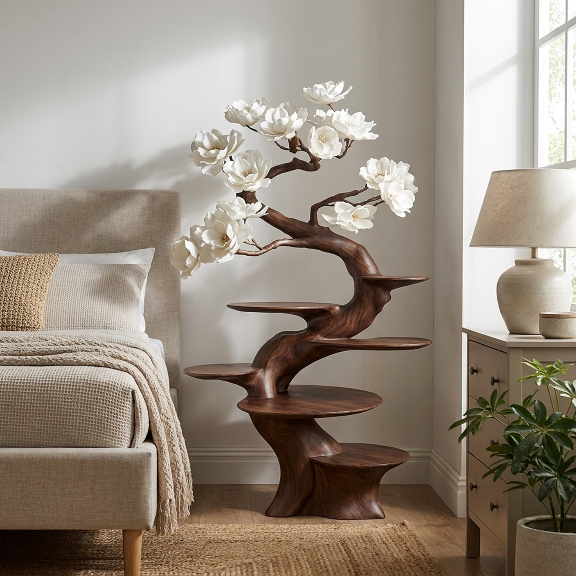Organic Modern Sculptural Floor Display Shelf For Living Room SINLKIBT174