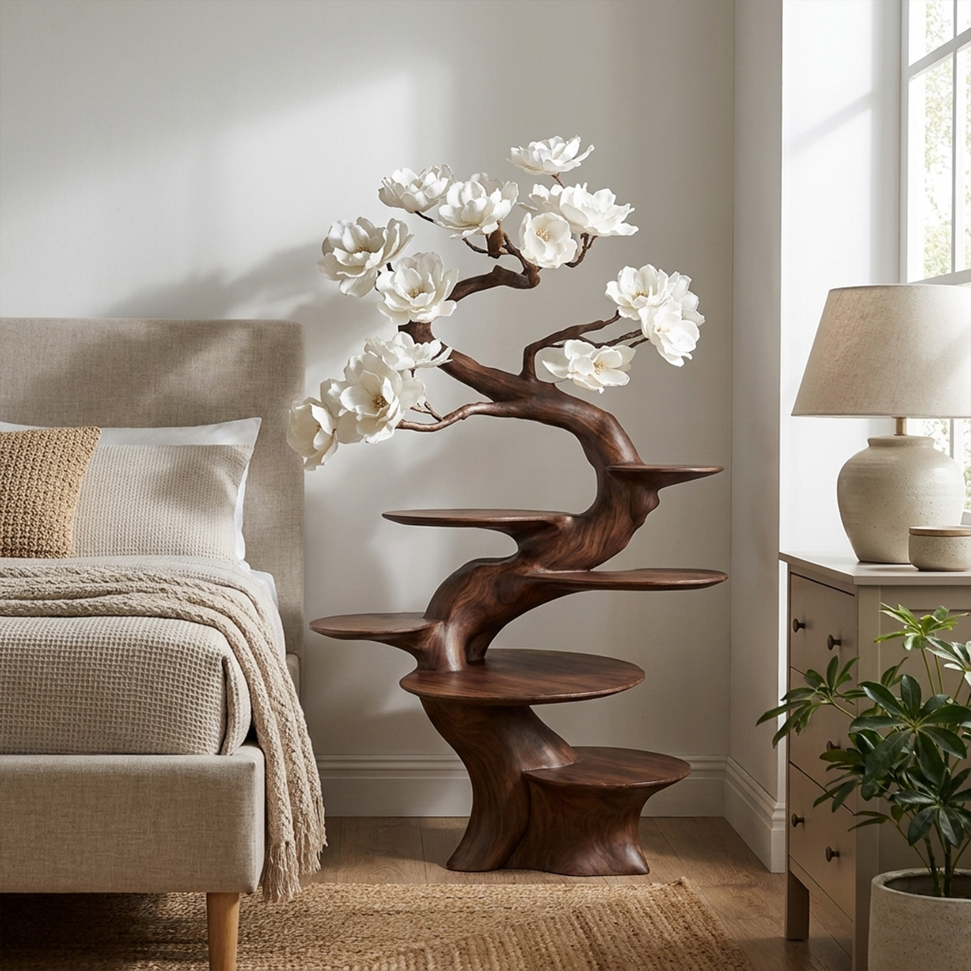 Organic Modern Sculptural Floor Display Shelf For Living Room SINLKIBT174