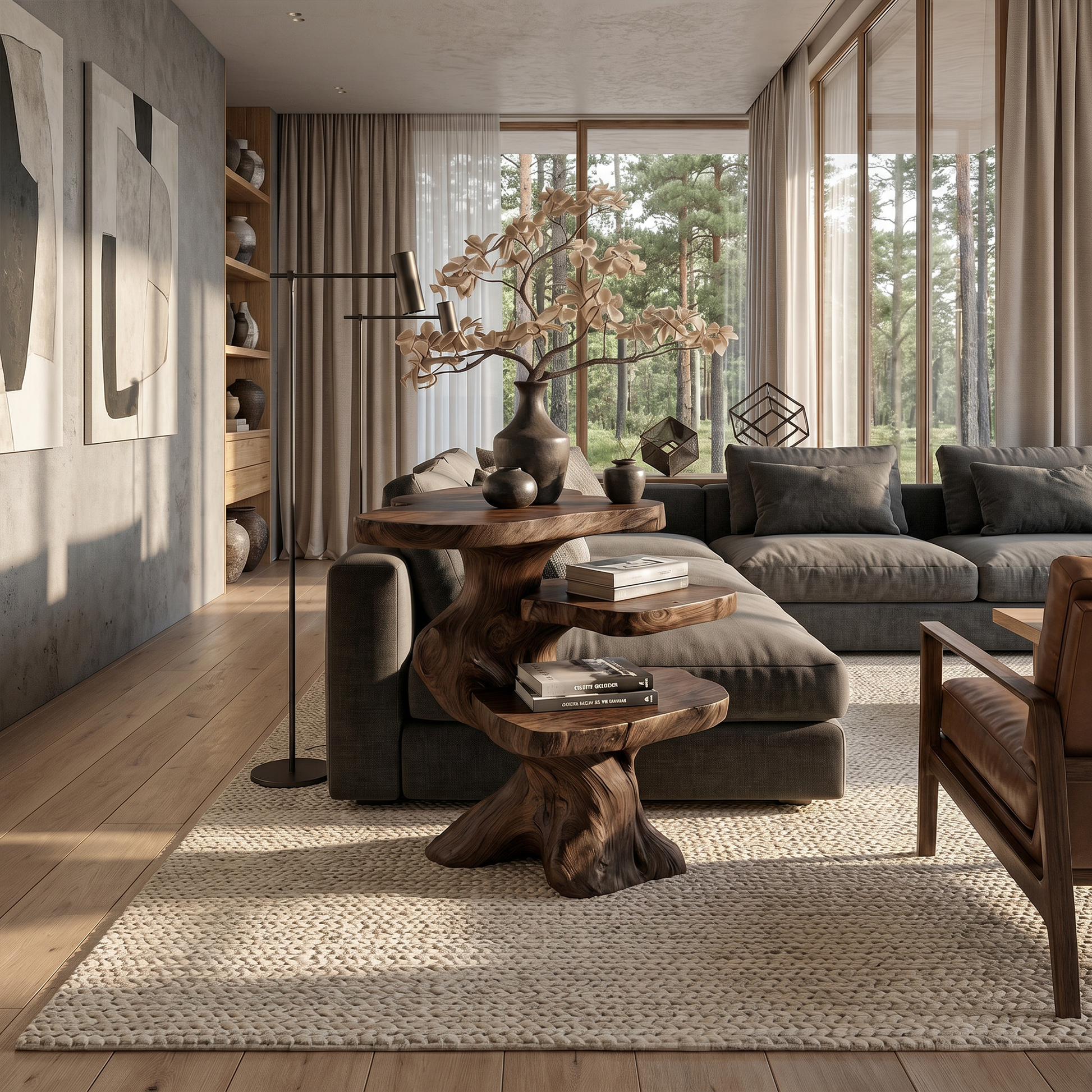 Contemporary Beside Table With Smooth Sculptural Base For Living Room And Bedroom SINLKIBT243