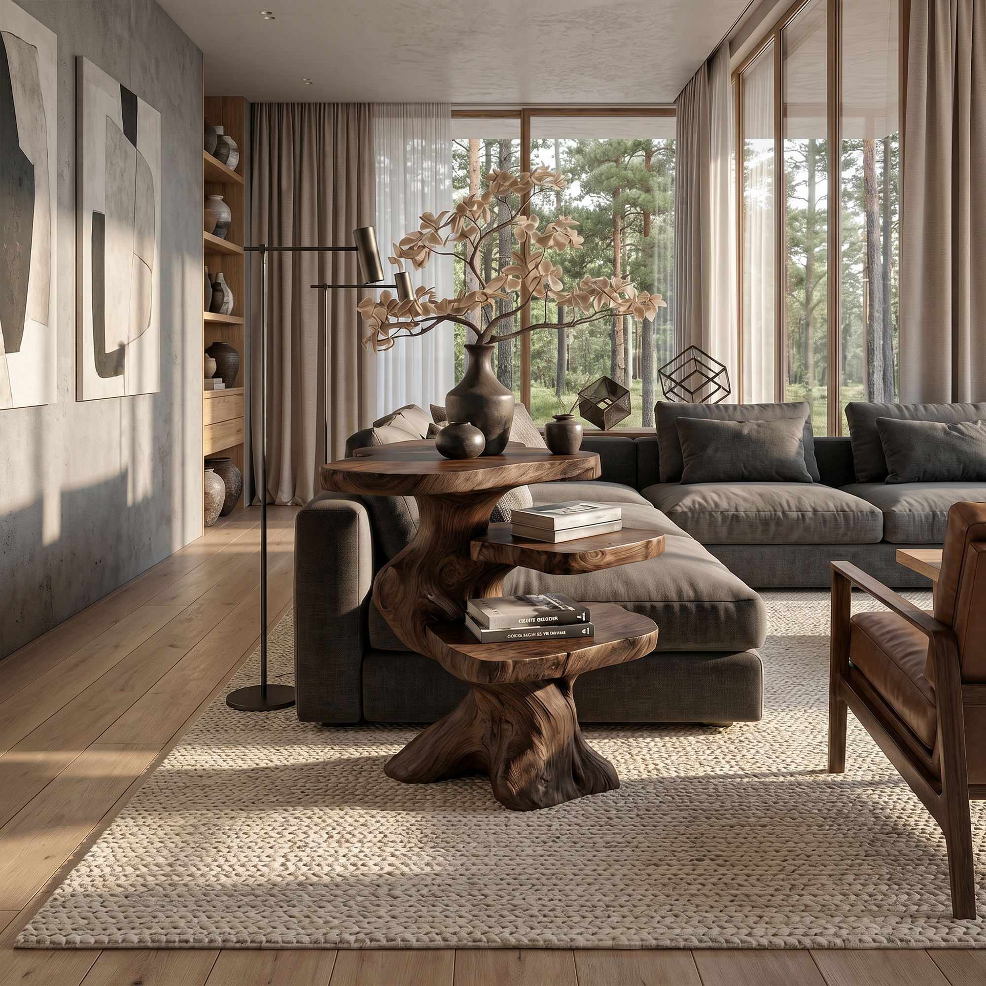 Contemporary Beside Table With Smooth Sculptural Base For Living Room And Bedroom SINLKIBT243