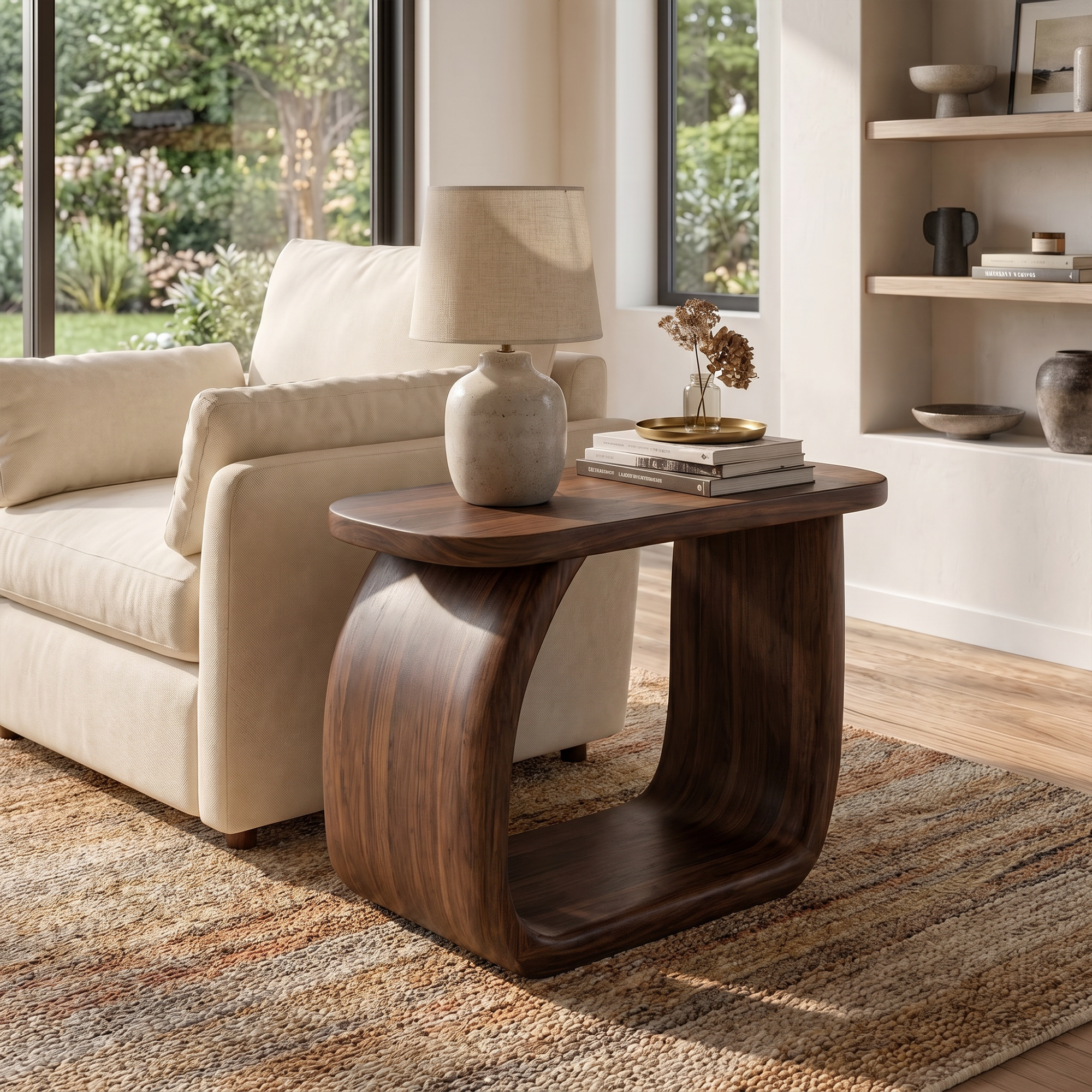 Minimal Beside Table With Curved Open Frame Design For Living Room SINLKIBT244