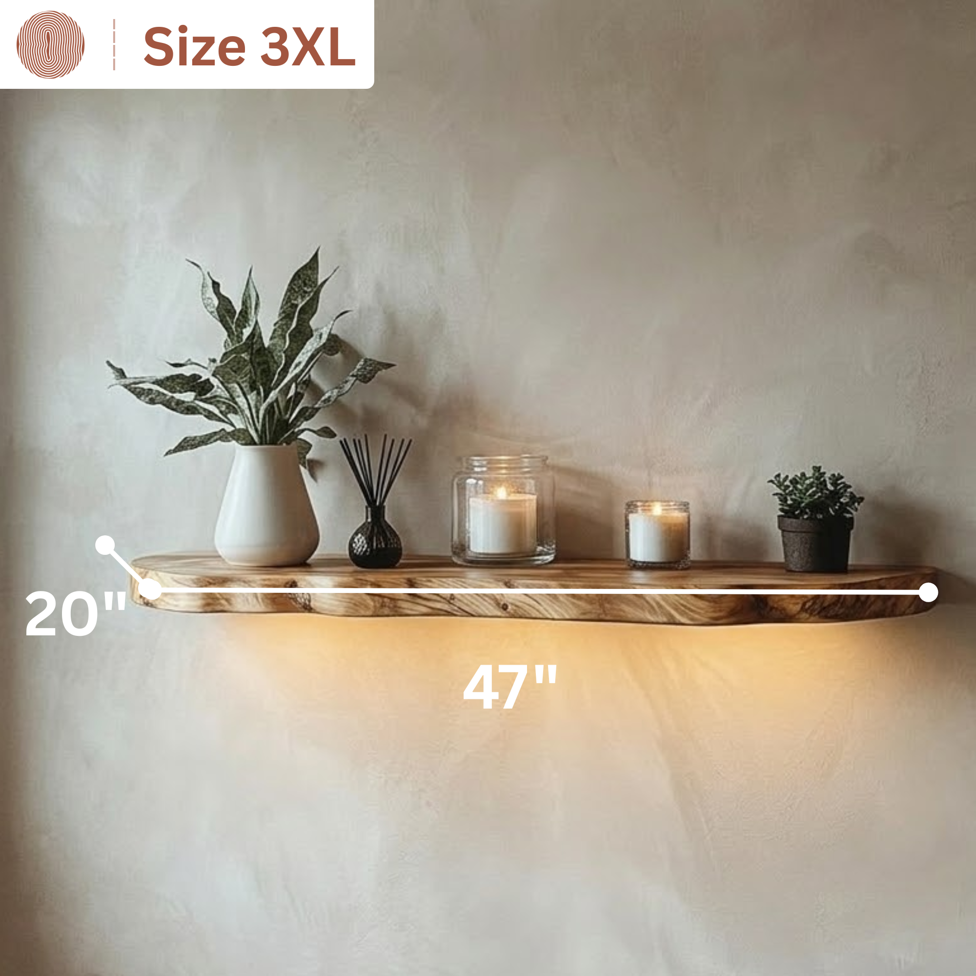 Woodera Handcrafted Live Edge Wood Floating Shelf - WFS0001