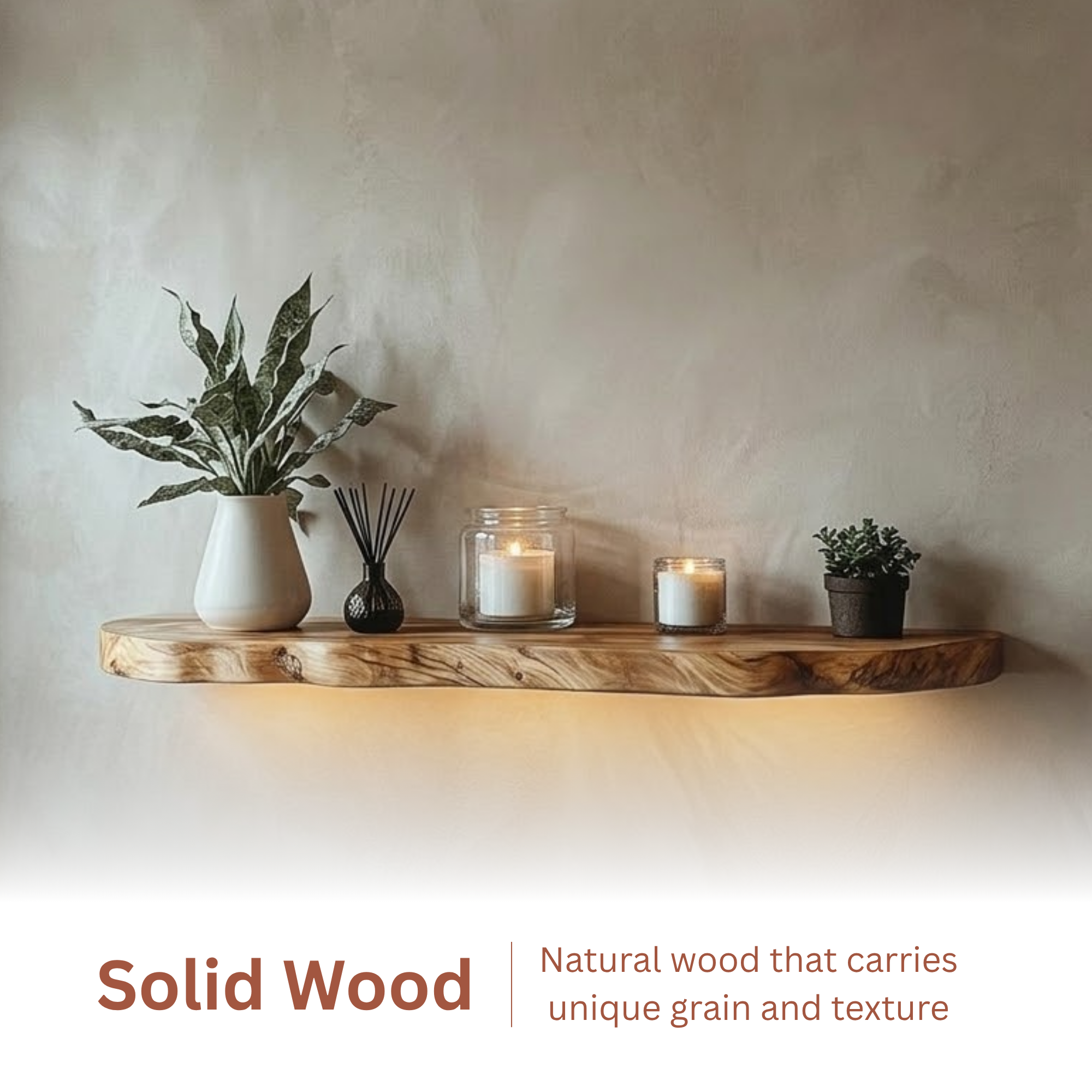 Woodera Handcrafted Live Edge Wood Floating Shelf - WFS0001