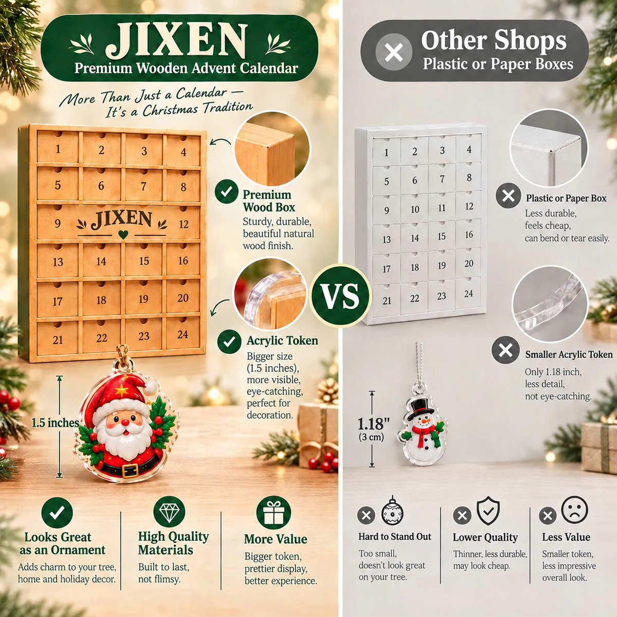 2026 Christmas Soccer Advent Calendar with Custom Name, 24-Day Countdown