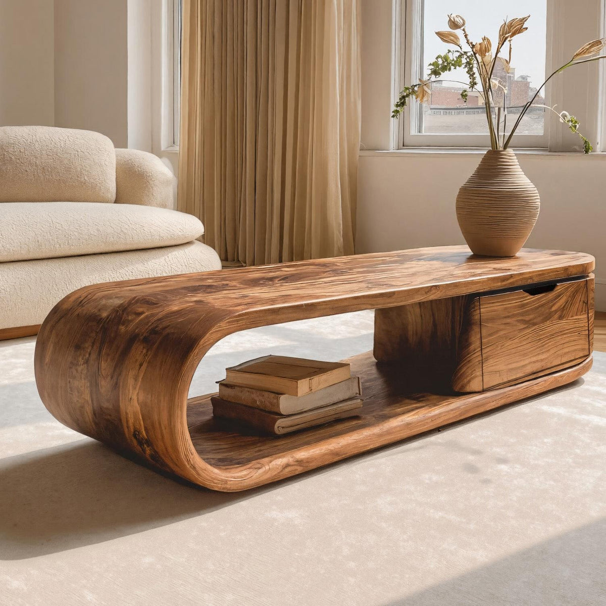 Contemporary Coffee Table With Open Shelf For Living Room