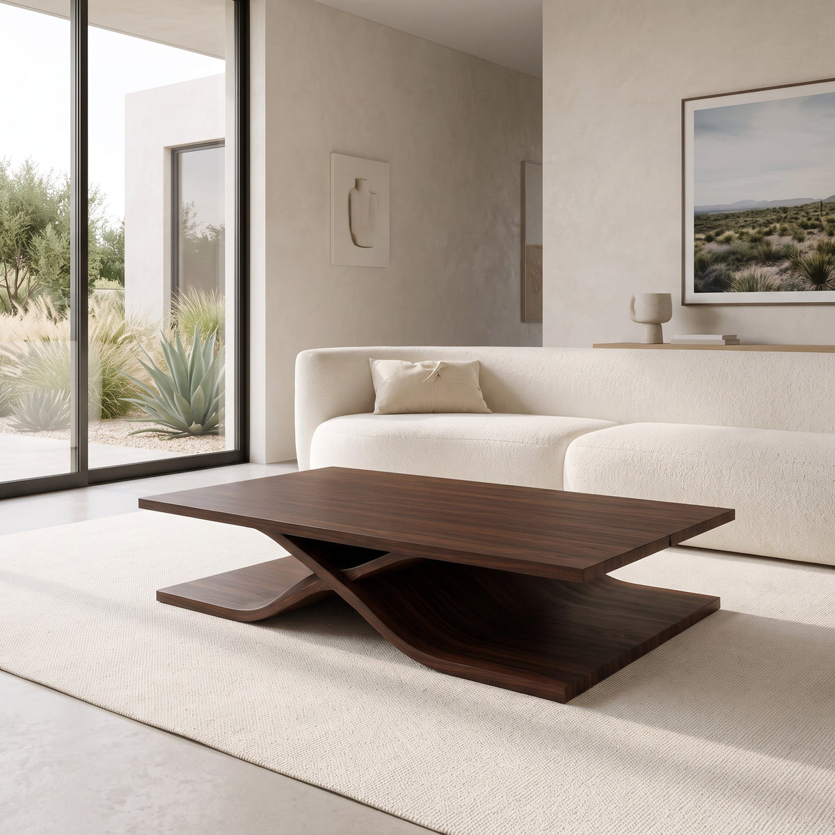 Modern Coffee Table Curved Layered Design For Living Room