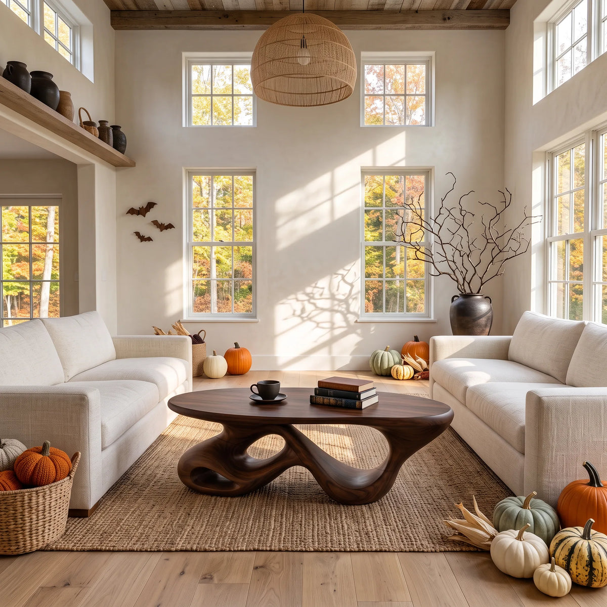 Mid Century Halloween Flowing Table For Cozy Cabin