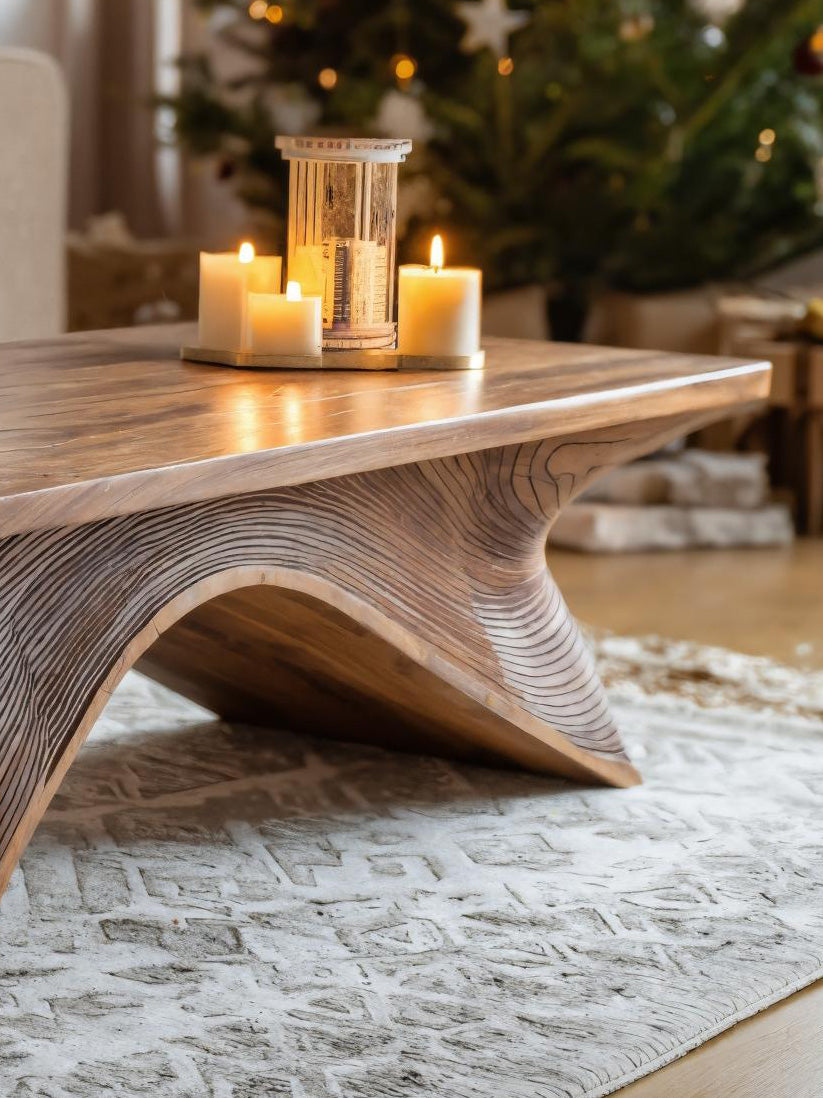 Sculptural Coffee Table With Curved Base For Holiday Decoration