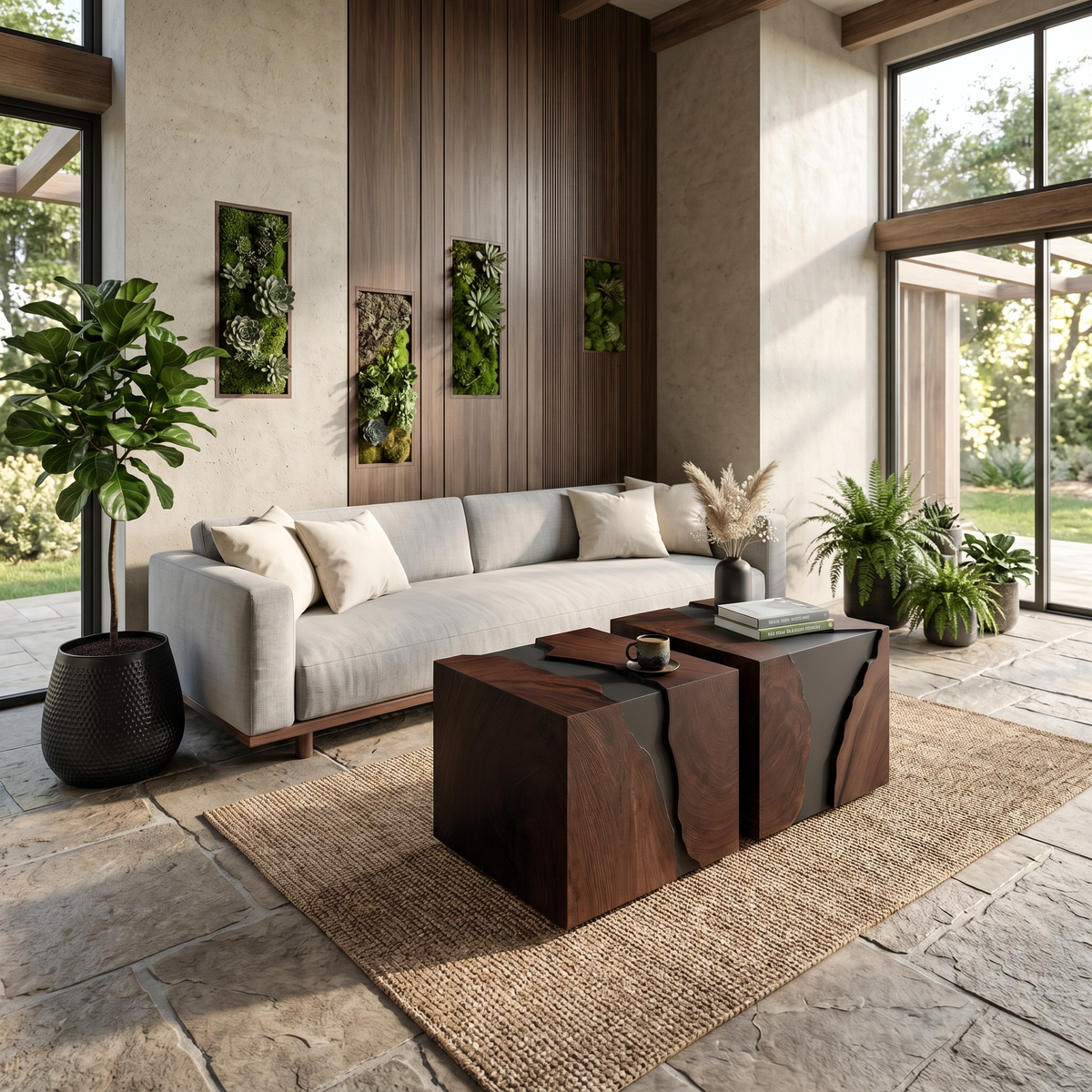 Modern Solid Wood Cube Coffee Table For Furniture Decor
