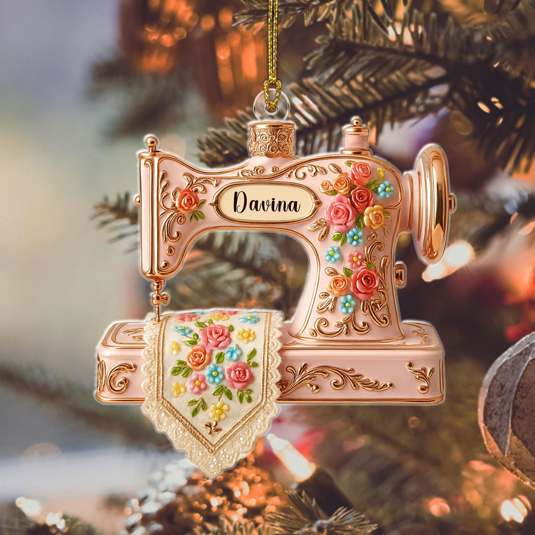 Personalized Acrylic Sewing Machine Ornament Quilter Keepsake, Seamstress Christmas Gift 2025