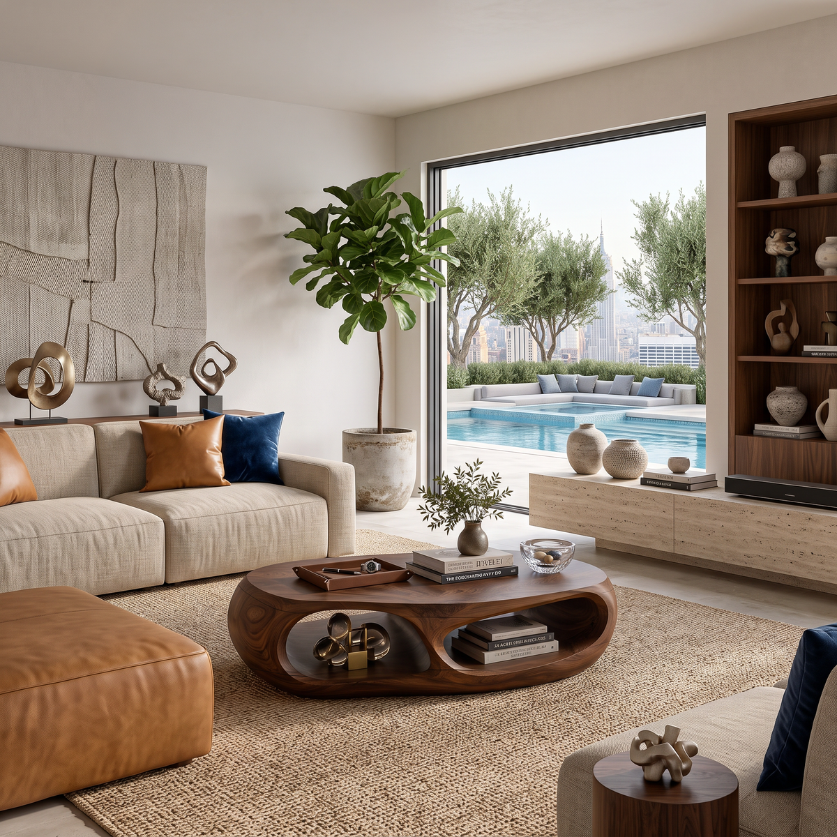 Handcrafted Coffee Table Flow Legs For Living Room Decor