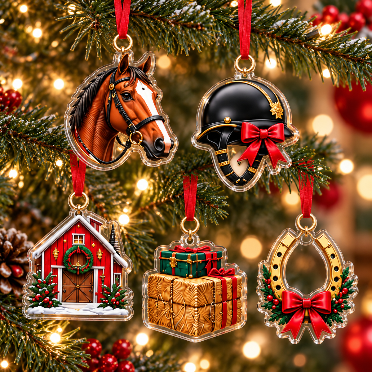 Personalized Equestrian Advent Calendar 2026 with Custom Name, 24 Horse and Stable Ornaments, Christmas Countdown Gift