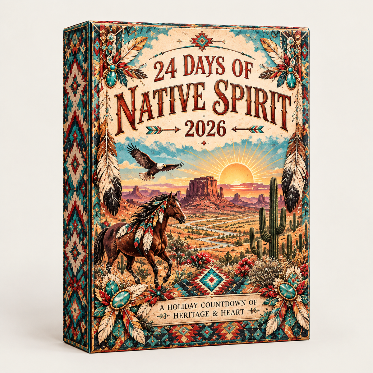 2026 Southwest Horse Advent Calendar, 24 Desert and Cactus Ornaments, Western Christmas Countdown Gift