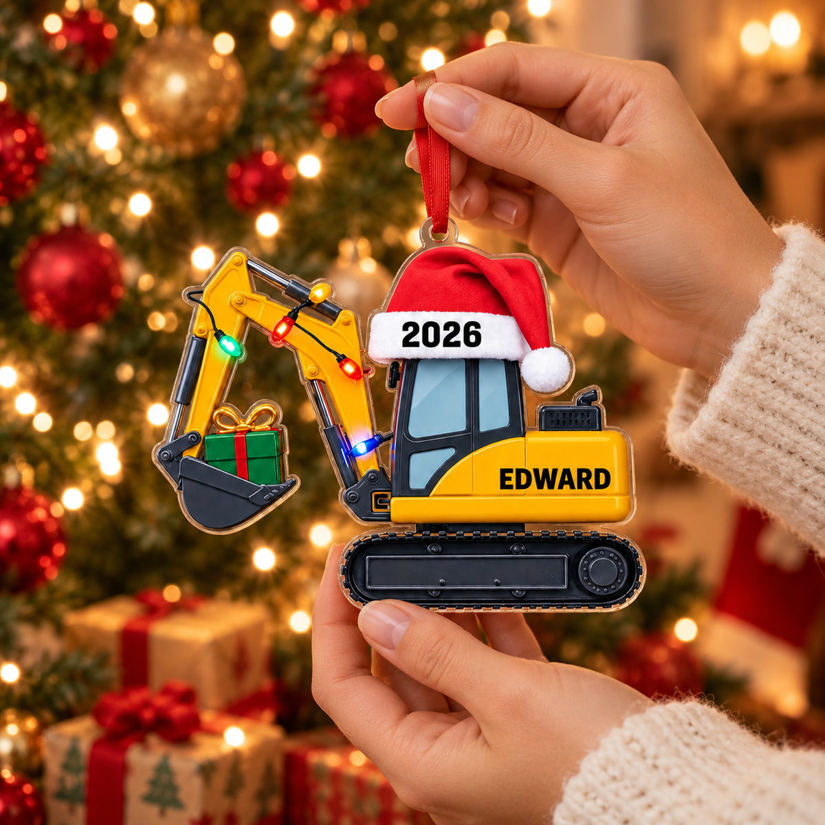 Personalized Excavator Christmas Ornament 2026, Construction Truck Holiday Decor, Ornament Christmas Gift, Christmas Gift