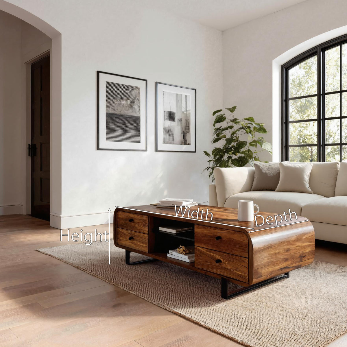 Contemporary Coffee Table With Drawer And Open Shelf For Interior