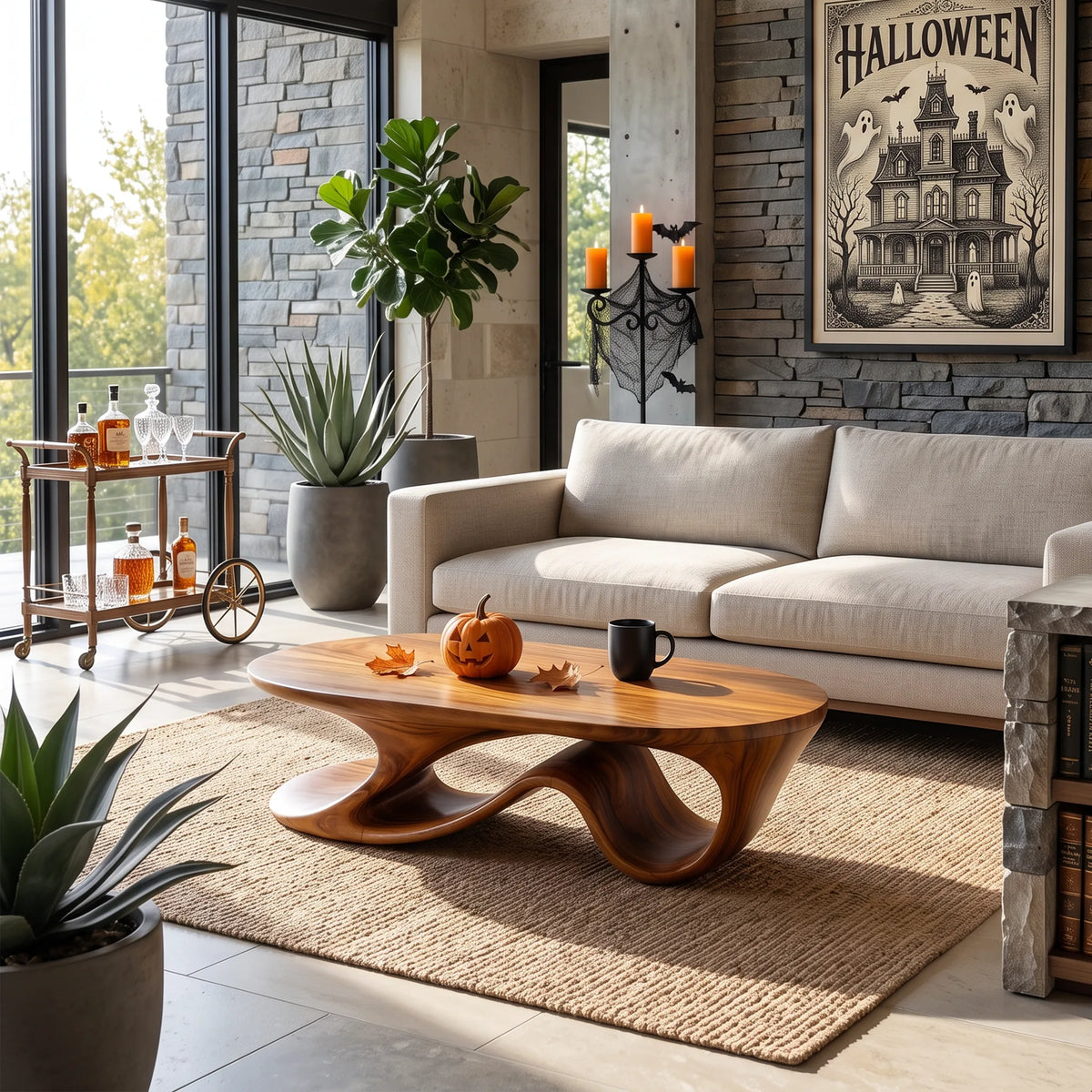 Mid Century Halloween Loop Table For Living Room