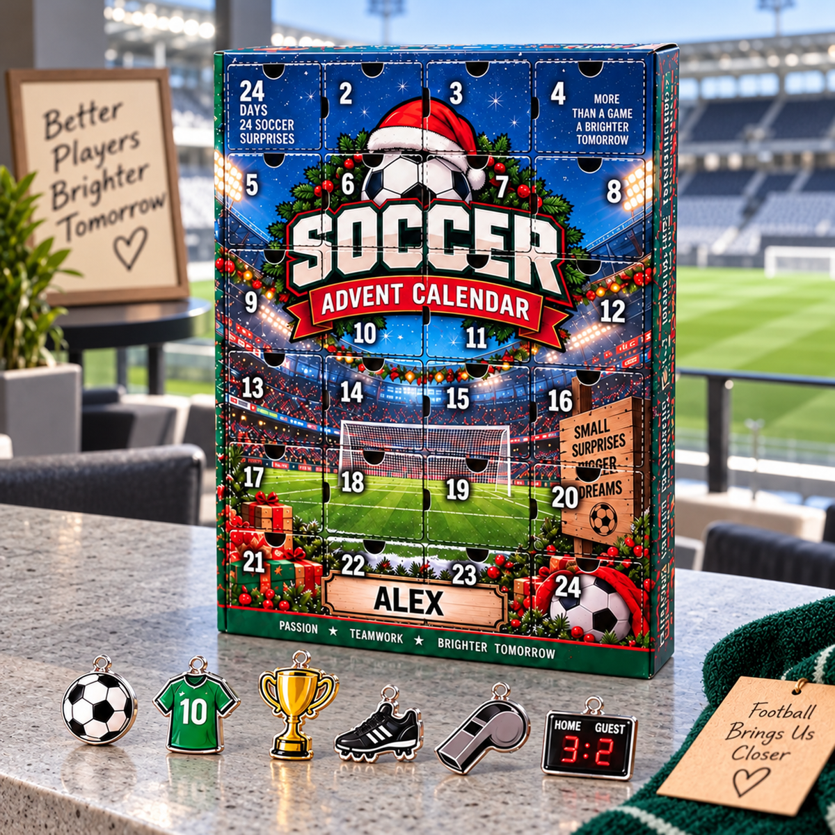 2026 Soccer Advent Calendar with Custom Name, 24-Day Countdown