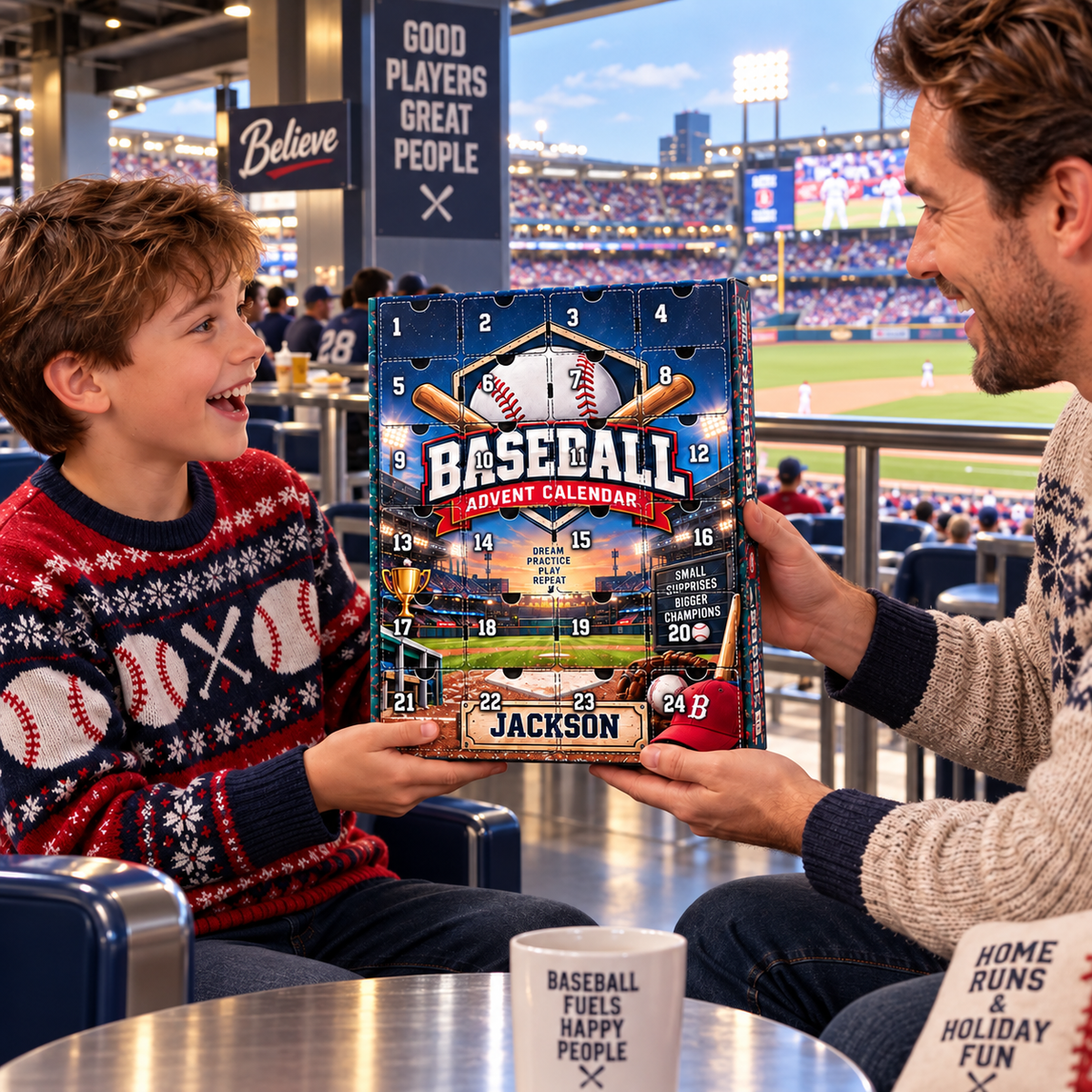 2026 Baseball Advent Calendar with Custom Name, 24-Day Countdown