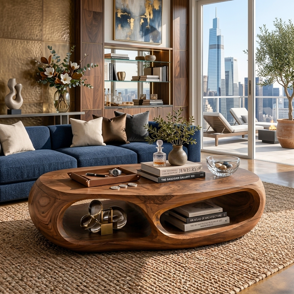 Handcrafted Coffee Table Flow Legs For Living Room Decor