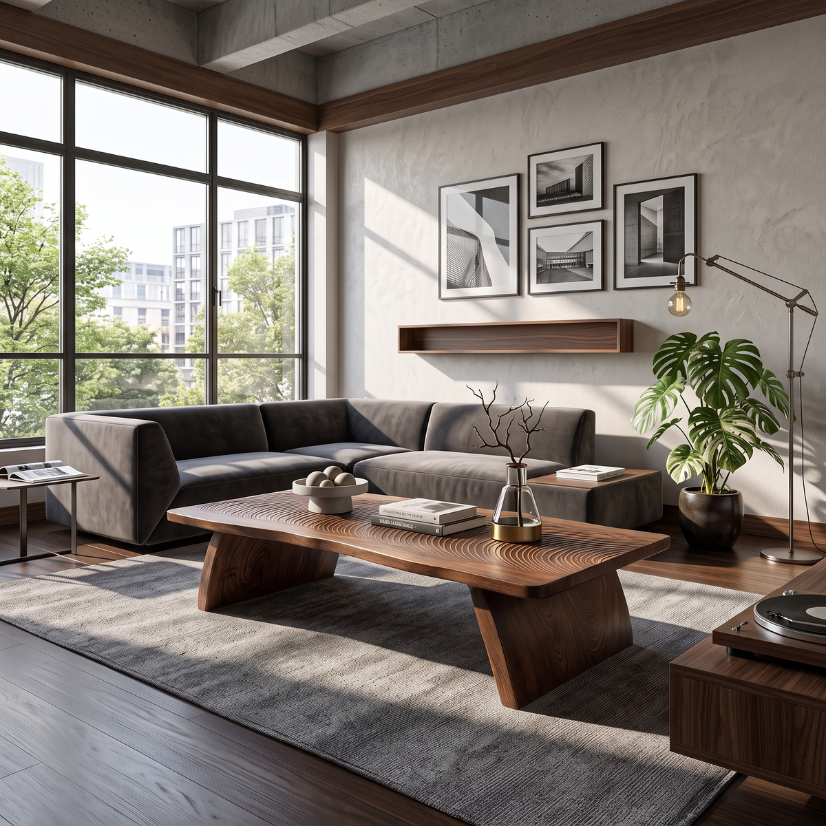Farmhouse Mid Century Live Edge Coffee Table For Living Room