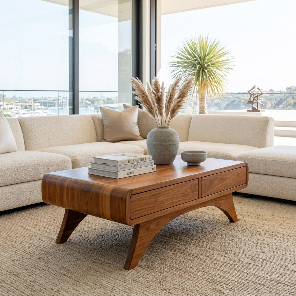 Handcrafted Coffee Table With Drawers For Living Room