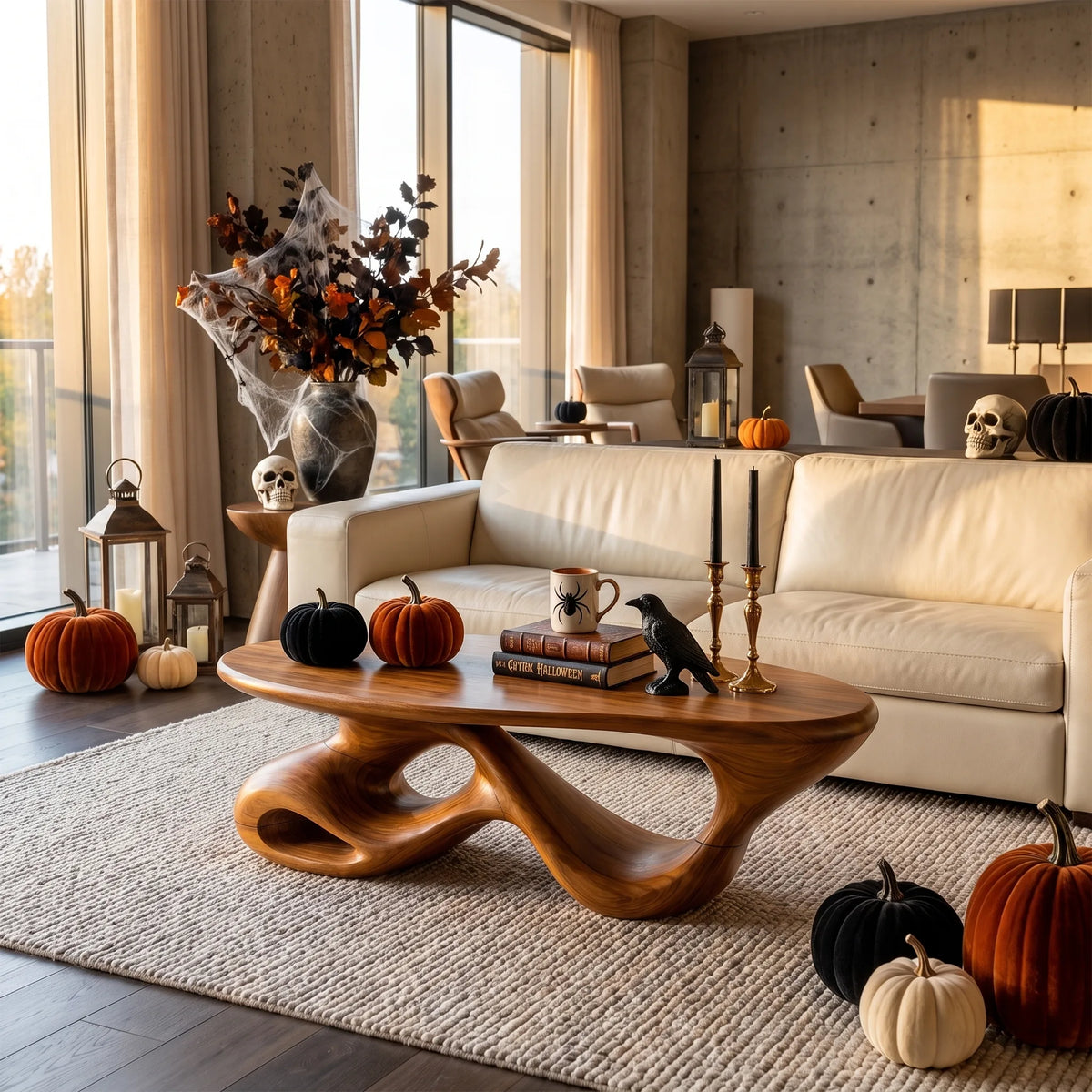 Mid Century Halloween Flowing Table For Cozy Cabin