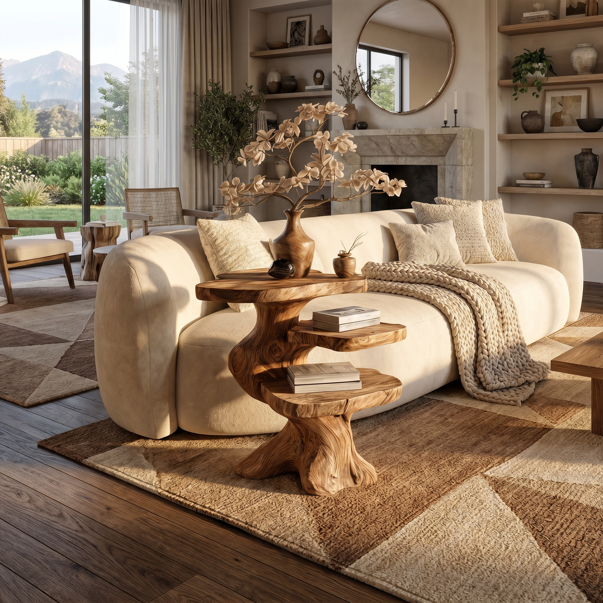 Contemporary Beside Table With Smooth Sculptural Base For Living Room And Bedroom SINLKIBT243