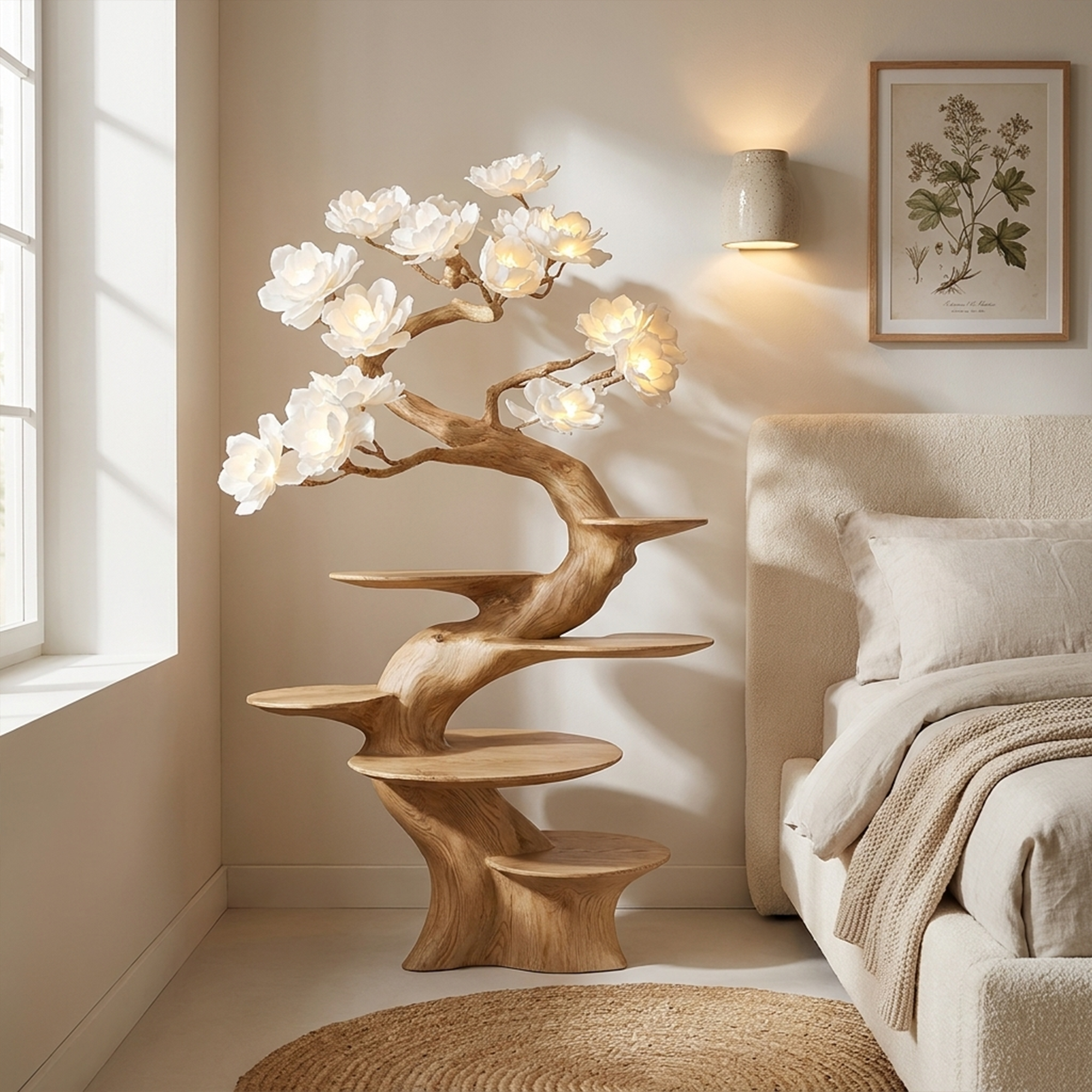 Organic Modern Sculptural Floor Display Shelf For Living Room SINLKIBT174