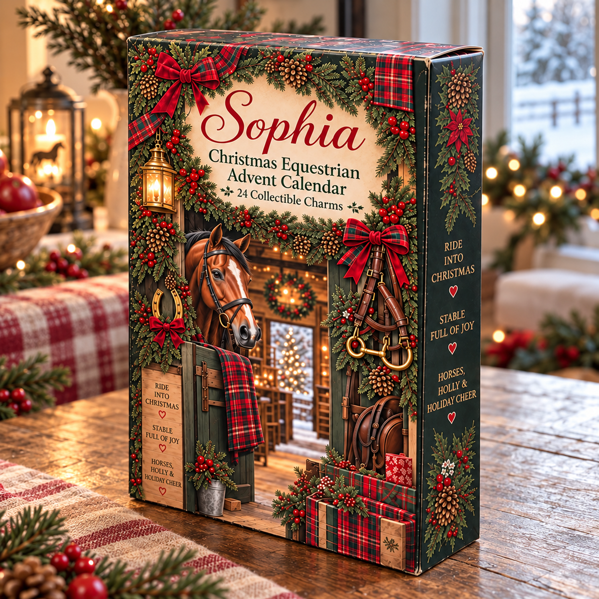 Personalized Equestrian Advent Calendar 2026 with Custom Name, 24 Horse Charms, Christmas Countdown Blind Box