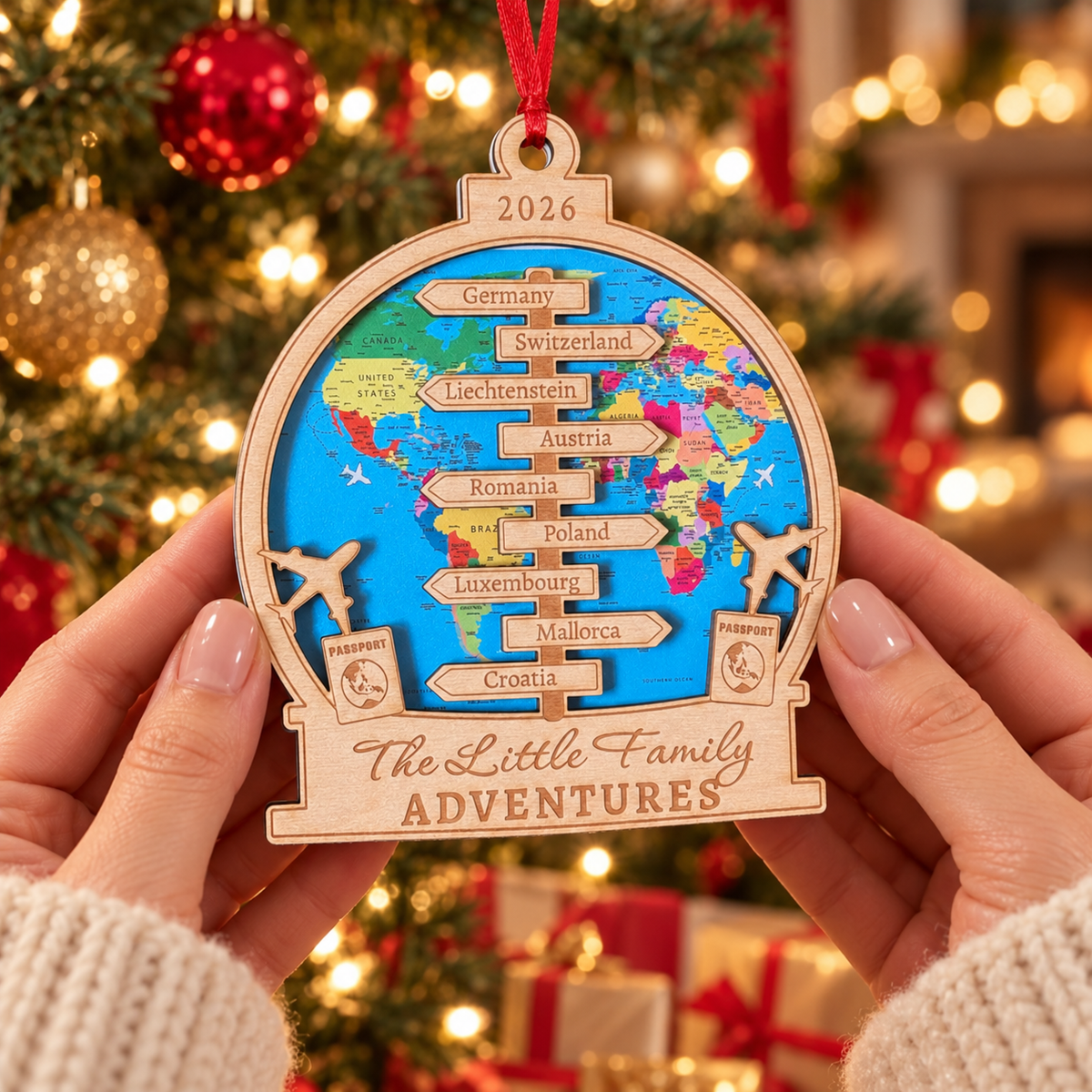 Personalized Travel Ornament, Adventure Ornament, Personalized Keepsake, Christmas Gift, Custom Snow Globe Ornament