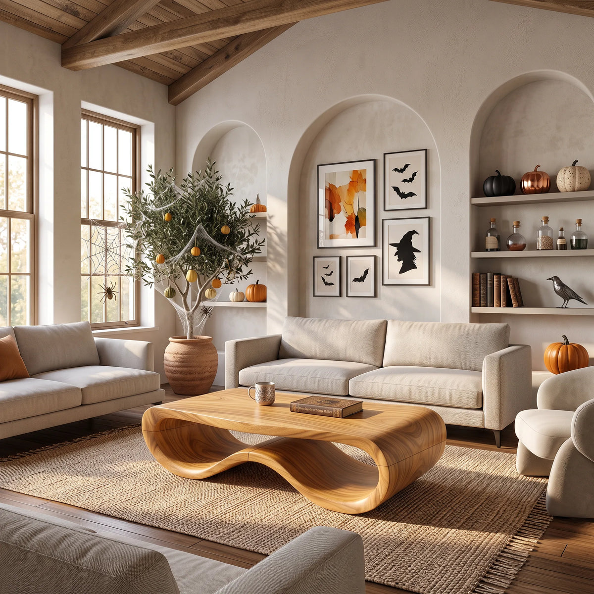 Organic Halloween Freeform Table For Rustic Living Space